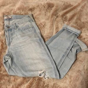 Light wash ripped boyfriend destroyed jeans